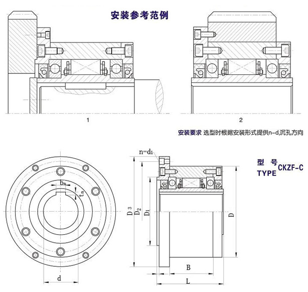 CKZF-C楔塊式超越離合器型號