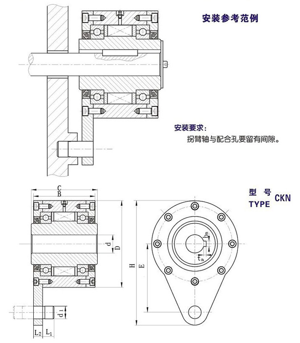 CKN單向楔塊超越離合器型號