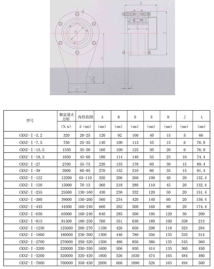 CKNZ-1逆止器參數表格